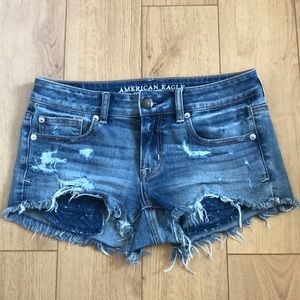 American Eagle distressed denim shorts